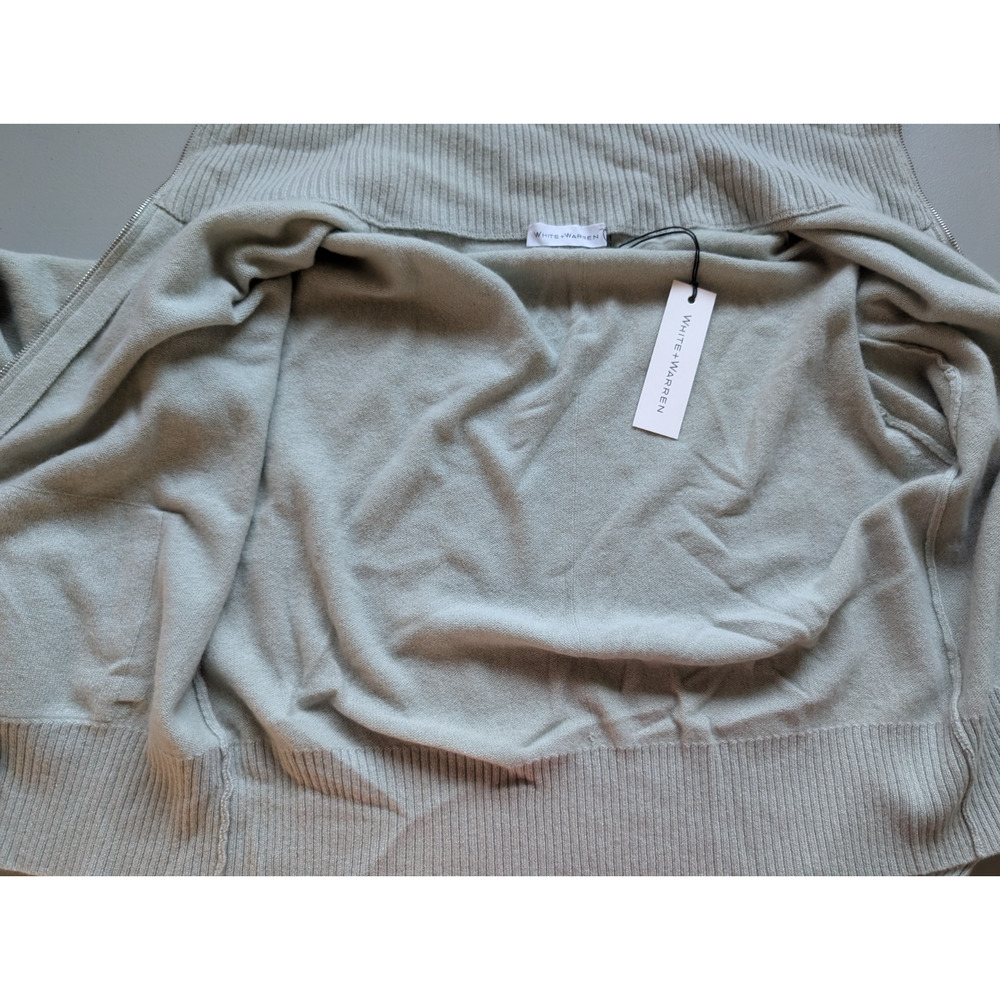 New White + Warren 100% Cashmere Zip Jacket Wide leg Pants Set Sz M Mint 9A602 - Picture 8 of 13